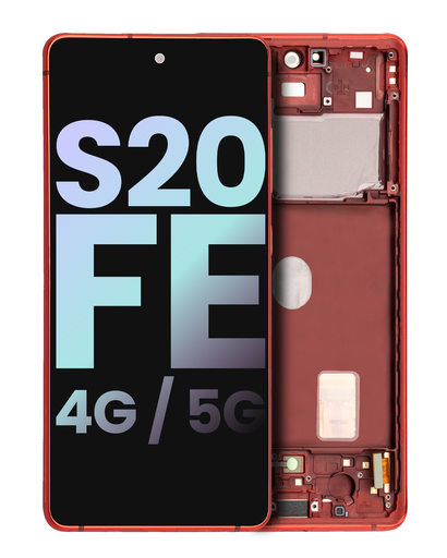 OLED Assembly With Frame Compatible For Samsung Galaxy S20 FE 4G / 5G (Service Pack) (Cloud Red)