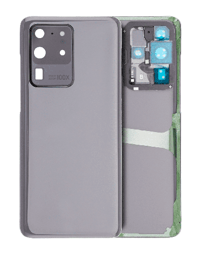 Back Cover Glass With Camera Lens Compatible For Samsung Galaxy S20 Ultra (No Logo) (Aftermarket Plus) (Cosmic Gray)