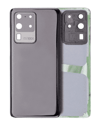 Back Cover Glass With Camera Lens Compatible For Samsung Galaxy S20 Ultra (No Logo) (Aftermarket Plus) (Cosmic Black)