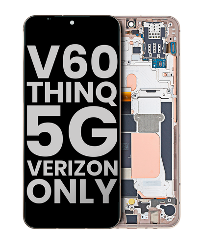 OLED Assembly With Frame Compatible For LG V60 ThinQ 5G UW (Verizon 5G UW Frame Only) (Used OEM Pull: Grade B/C) (Classy Blue / Gold Frame)