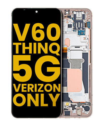 OLED Assembly With Frame Compatible For LG V60 ThinQ 5G UW (Verizon Model) (Refurbished) (Classy Blue / Gold Frame)