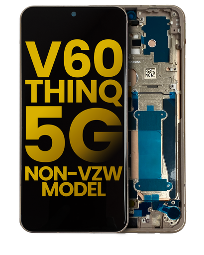 OLED Assembly With Frame Compatible For LG V60 ThinQ 5G (Non-Verizon 5G UW Frame) (Refurbished) (Classy Blue / Gold Frame)