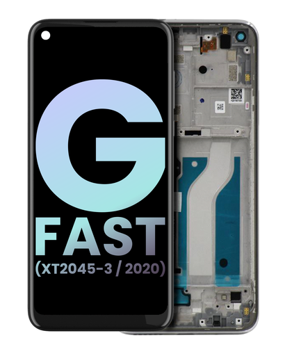 LCD Assembly With Frame Compatible For Motorola Moto G Fast (XT2045-3/2020) (Genuine OEM) (Pearl White)