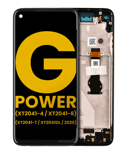 LCD Assembly With Frame Compatible For Motorola Moto G Power (XT2041-4/XT2041-6/XT2041-7/XT2041DL/2020) (Refurbished) (Smoke Black)