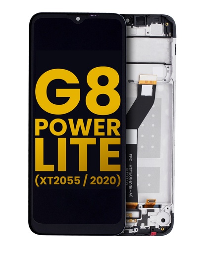 LCD Assembly With Frame Compatible For Motorola Moto G8 Power Lite (XT2055/2020) (Refurbished) (Black)