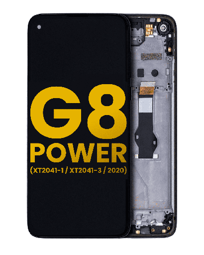 LCD Assembly With Frame Compatible For Motorola Moto G8 Power (XT2041-1/XT2041-3/2020) (Refurbished) (Smoke Black)