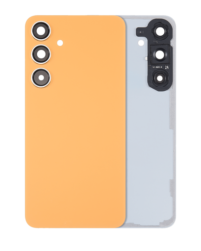 Back Cover Glass With Camera Lens Compatible For Samsung Galaxy S24 Plus 5G (No Logo) (Aftermarket Plus) (Sandstone Orange)
