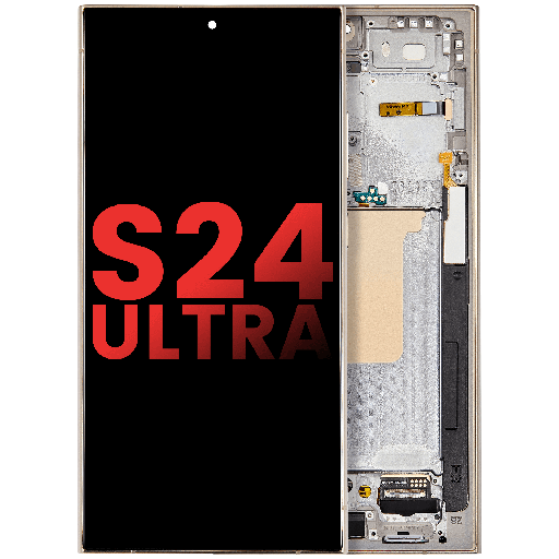 OLED Assembly With Frame Compatible For Samsung Galaxy S24 Ultra (Aftermarket Plus) (Titanium Yellow)