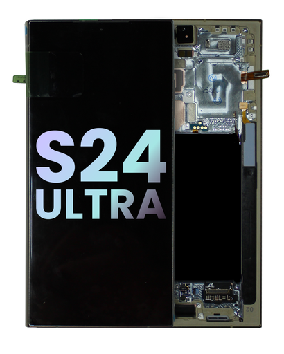 OLED Assembly With Frame Compatible For Samsung Galaxy S24 Ultra (Service Pack) (Titanium Yellow)