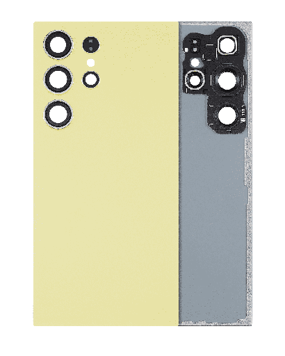 Back Cover Glass With Camera Lens Compatible For Samsung Galaxy S24 Ultra 5G (No Logo) (Aftermarket Plus) (Titanium Yellow)