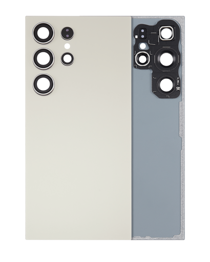 Back Cover Glass With Camera Lens Compatible For Samsung Galaxy S24 Ultra 5G (No Logo) (Aftermarket Plus) (Titanium Gray)