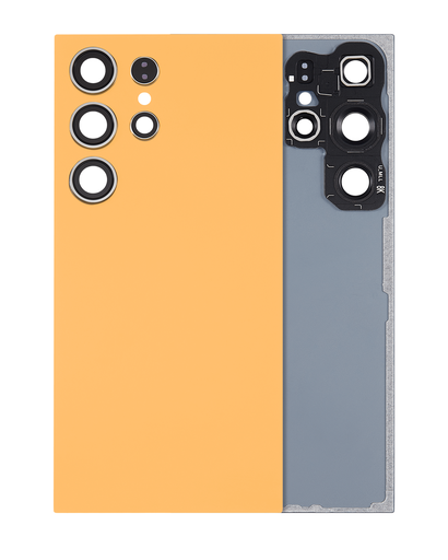 Back Cover Glass With Camera Lens Compatible For Samsung Galaxy S24 Ultra 5G (No Logo) (Aftermarket Plus) (Titanium Orange)