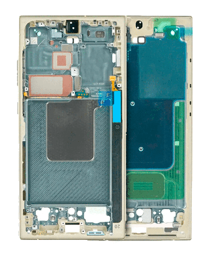 Mid-Frame Housing Compatible For Samsung Galaxy S24 Ultra 5G (International version) (Service Pack) (Titanium Yellow)