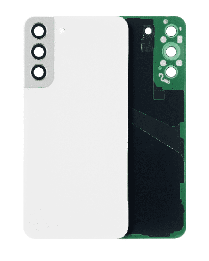 Back Cover Glass With Camera Lens Compatible For Samsung Galaxy S22 Plus 5G (No Logo) (Aftermarket Plus) (White)