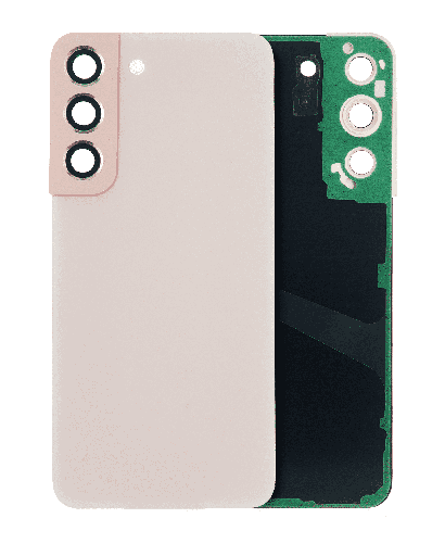 Back Cover Glass With Camera Lens Compatible For Samsung Galaxy S22 5G (No Logo) (Aftermarket Plus) (Pink Gold)