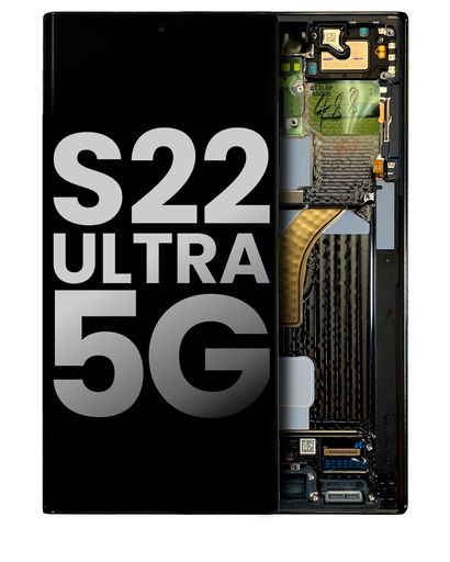 OLED Assembly With Frame Compatible For Samsung Galaxy S22 Ultra 5G (Used OEM Pull: Grade A) (Phantom Black)