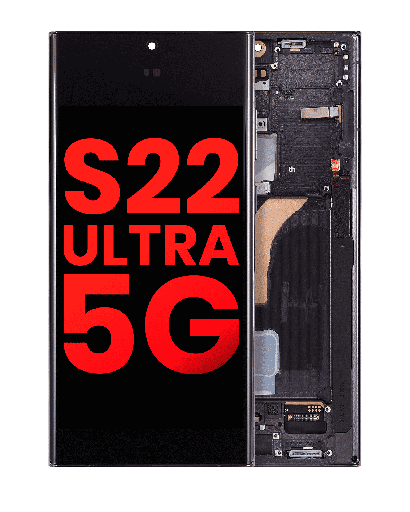 OLED Assembly With Frame Compatible For Samsung Galaxy S22 Ultra 5G (Aftermarket Plus) (Phantom Black)
