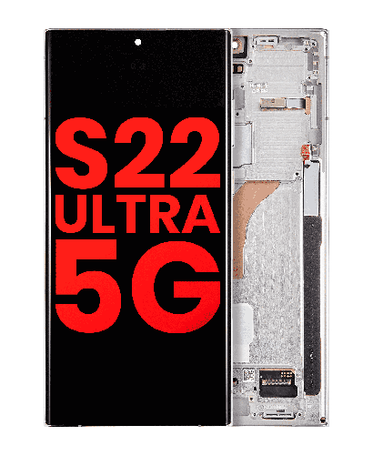 OLED Assembly With Frame Compatible For Samsung Galaxy S22 Ultra 5G (Aftermarket Plus) (Phantom White)