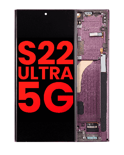 OLED Assembly With Frame Compatible For Samsung Galaxy S22 Ultra 5G (Aftermarket Plus) (Burgundy)