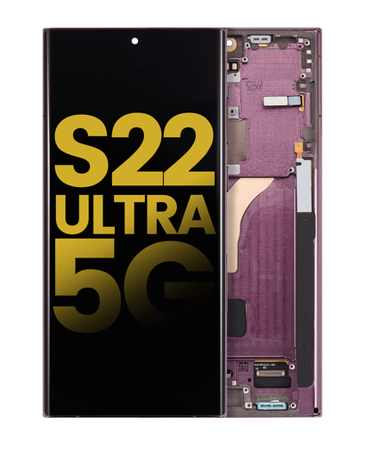 OLED Assembly With Frame Compatible For Samsung Galaxy S22 Ultra 5G (Refurbished) (Burgundy)