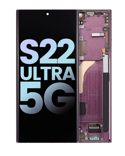 OLED Assembly With Frame Compatible For Samsung Galaxy S22 Ultra 5G (Service Pack) (Burgundy)