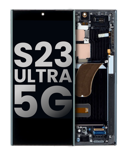 OLED Assembly With Frame Compatible For Samsung Galaxy S23 Ultra 5G (US &amp; International) (Used OEM Pull: Grade A) (Phantom Black)