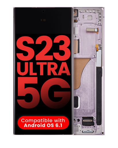 OLED Assembly With Frame Compatible For Samsung Galaxy S23 Ultra (US &amp; International) (Aftermarket Plus) (Lavender)