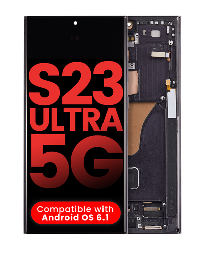 OLED Assembly With Frame Compatible For Samsung Galaxy S23 Ultra (US &amp; International) (Aftermarket Plus) (Phantom Black)
