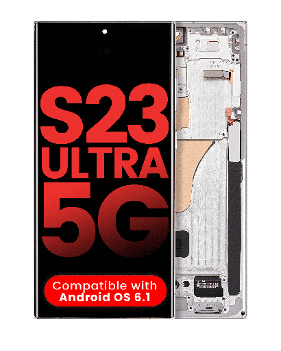 OLED Assembly With Frame Compatible For Samsung Galaxy S23 Ultra (US &amp; International) (Aftermarket Plus) (Sky Blue)