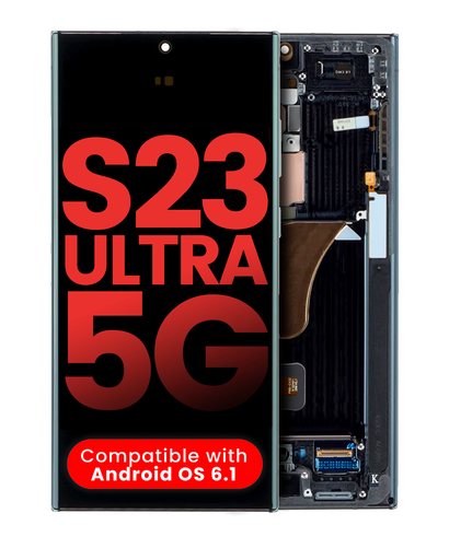 OLED Assembly With Frame Compatible For Samsung Galaxy S23 Ultra (US &amp; International) (Aftermarket Plus) (Graphite)