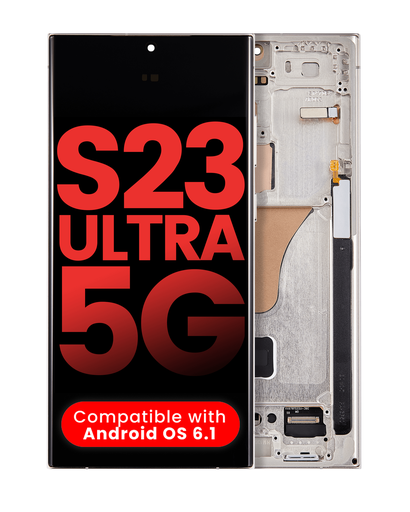 OLED Assembly With Frame Compatible For Samsung Galaxy S23 Ultra (US &amp; International) (Aftermarket Plus) (Cream)