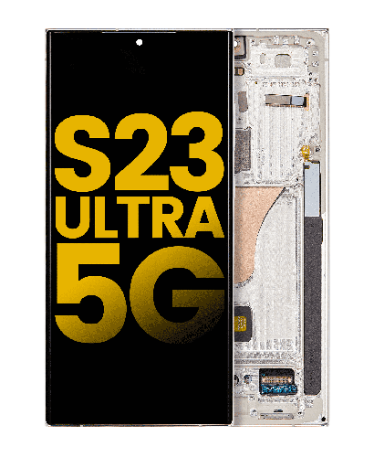 OLED Assembly With Frame Compatible For Samsung Galaxy S23 Ultra (US &amp; International) (Refurbished) (Cream)
