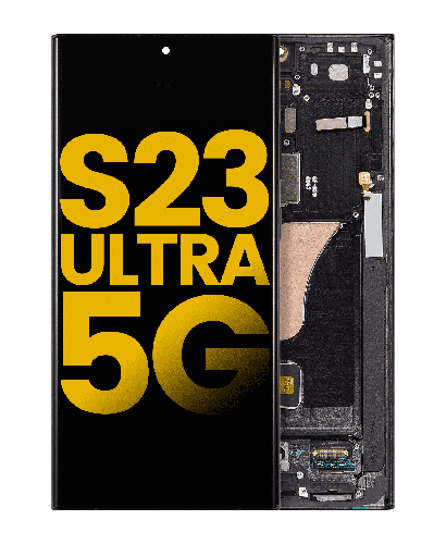 OLED Assembly With Frame Compatible For Samsung Galaxy S23 Ultra (US &amp; International) (Refurbished) (Graphite / Red)