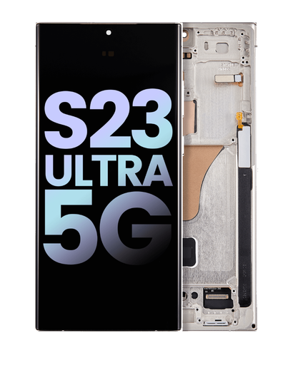 OLED Assembly With Frame Compatible For Samsung Galaxy S23 Ultra 5G (US &amp; International) (Service Pack) (Cream)