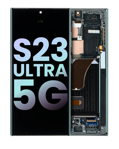 OLED Assembly With Frame Compatible For Samsung Galaxy S23 Ultra 5G (US &amp; International) (Service Pack) (Sky Blue &amp; Lime)
