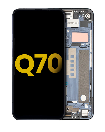 LCD Assembly With Frame Compatible For LG Q70 (Refurbished) (Mirror Black)
