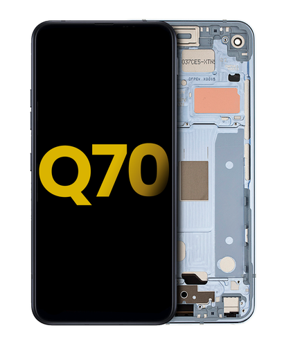 LCD Assembly With Fame Compatible For LG Q70 (Refurbished) (Mirror Blue)