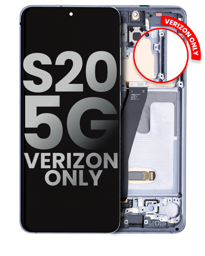 OLED Assembly With Frame Compatible For Samsung Galaxy S20 5G (Verizon 5G UW Frame Only) (Used OEM Pull: Grade A) (Cosmic Gray)