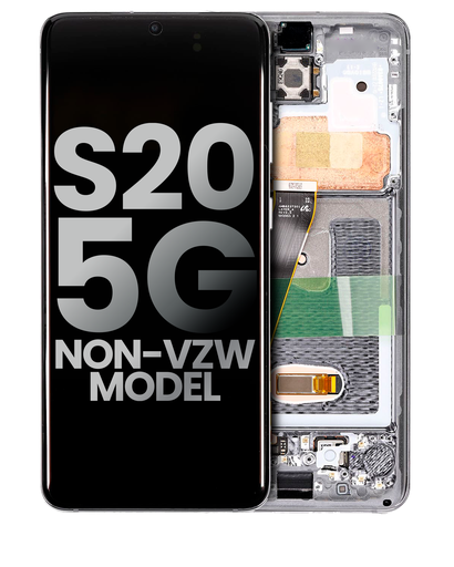 OLED Assembly With Frame Compatible For Samsung Galaxy S20 5G (Non-Verizon 5G UW Frame) (Used OEM Pull: Grade A) (Cosmic Gray)