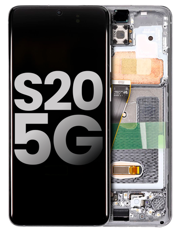 OLED Assembly With Frame Compatible For Samsung Galaxy S20 (Non Verizon 5G UW Model) (Used OEM Pull: Grade A) (Cosmic Black)