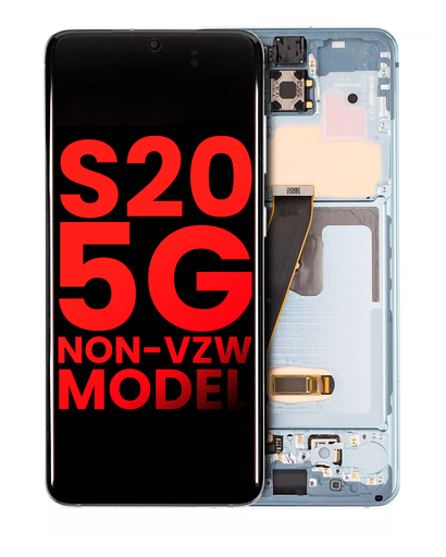 OLED Assembly With Frame Compatible For Samsung Galaxy S20 5G (Non-Verizon 5G UW Frame) (Aftermarket Plus) (Cloud Blue)