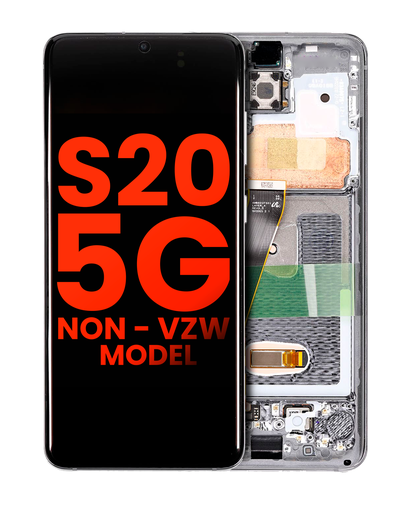 OLED Assembly With Frame Compatible For Samsung Galaxy S20 5G (Non-Verizon 5G UW Frame) (Aftermarket Plus) (Cloud White)