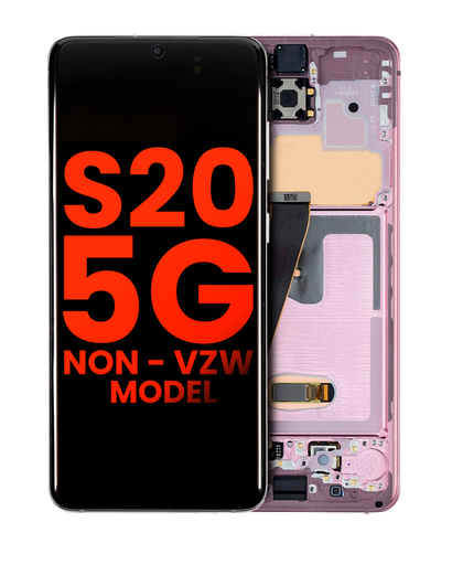 OLED Assembly With Frame Compatible For Samsung Galaxy S20 5G (Non-Verizon 5G UW Frame) (Aftermarket Plus) (Cloud Pink)