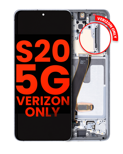 OLED Assembly With Frame Compatible For Samsung Galaxy S20 5G (Verizon 5G UW Frame Only) (Aftermarket Plus) (Cloud White)