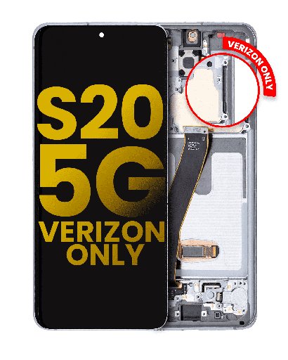 OLED Assembly With Frame Compatible For Samsung Galaxy S20 5G (Verizon 5G UW Frame Only) (Refurbished) (Cloud White)
