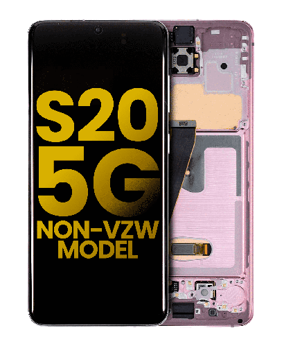 OLED Assembly With Frame Compatible For Samsung Galaxy S20 5G (Non-Verizon 5G UW Frame) (Refurbished) (Cloud Pink)