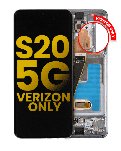 OLED Assembly With Frame Compatible For Samsung Galaxy S20 5G (Verizon 5G UW Frame Only) (Refurbished) (Cosmic Black)