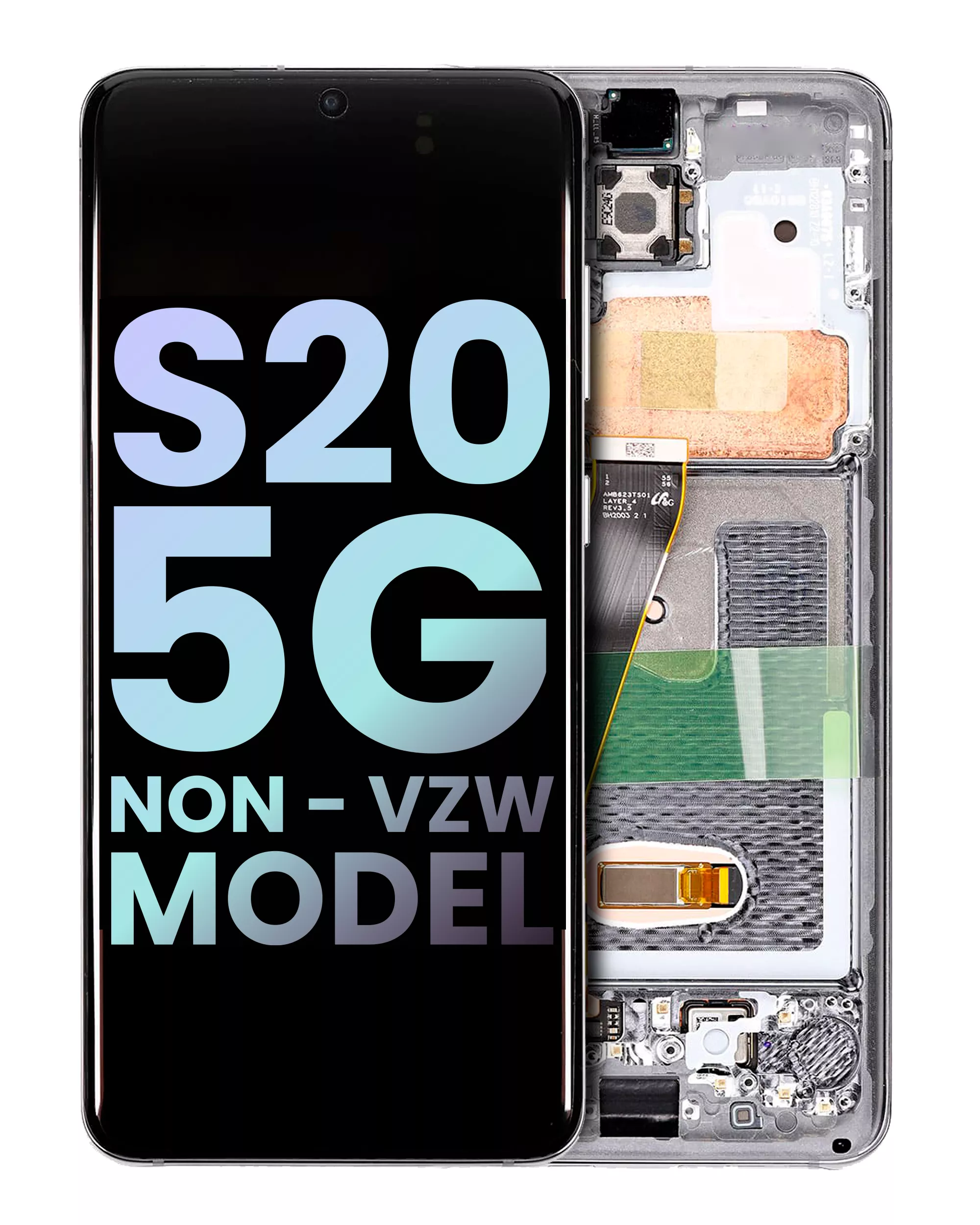 OLED Assembly With Frame Compatible For Samsung Galaxy S20 5G (Non-Verizon 5G UW Frame) (Service Pack) (Cosmic Gray)