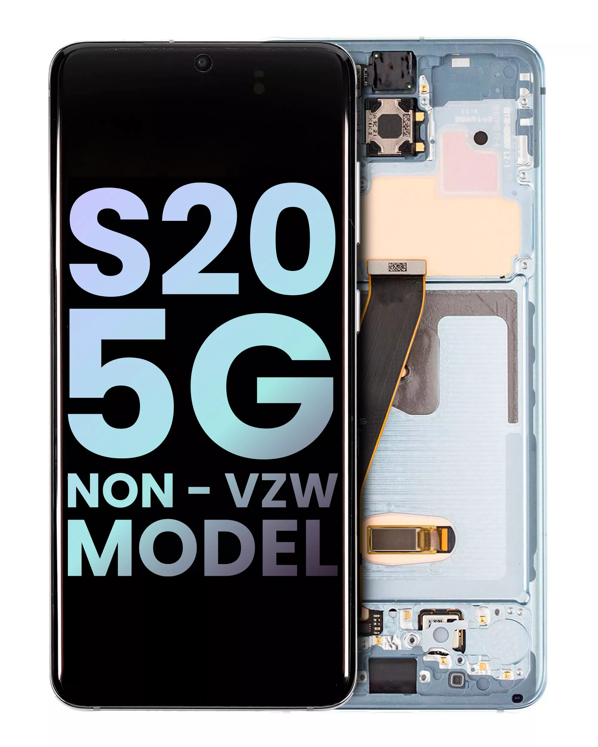 OLED Assembly With Frame Compatible For Samsung Galaxy S20 5G (Non-Verizon 5G UW Frame) (Service Pack) (Cloud Blue)