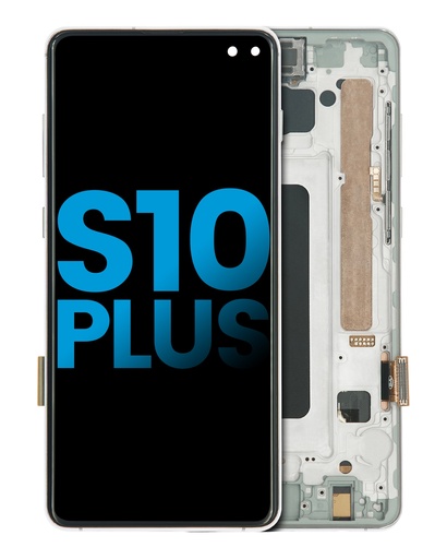 LCD Assembly With Frame (Without Finger Print Sensor) Compatible For Samsung Galaxy S10 Plus (Aftermarket Plus: TFT) (Prism White)